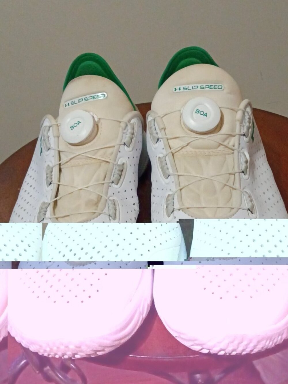 Under Armour Slip Speed BOA White Kelly Green Low Top Athletic Shoes Men's 10.5 - Picture 5 of 14